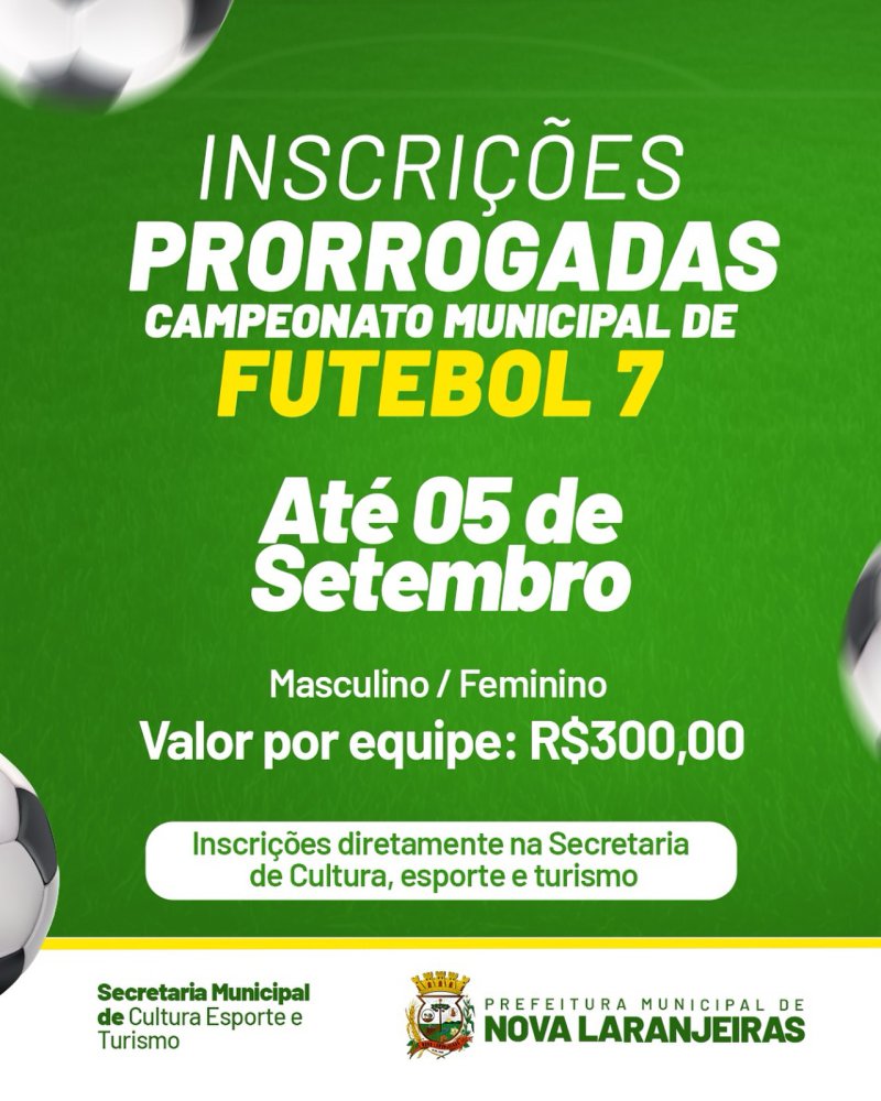 Vem aí o Campeonato Municipal de Futebol 7